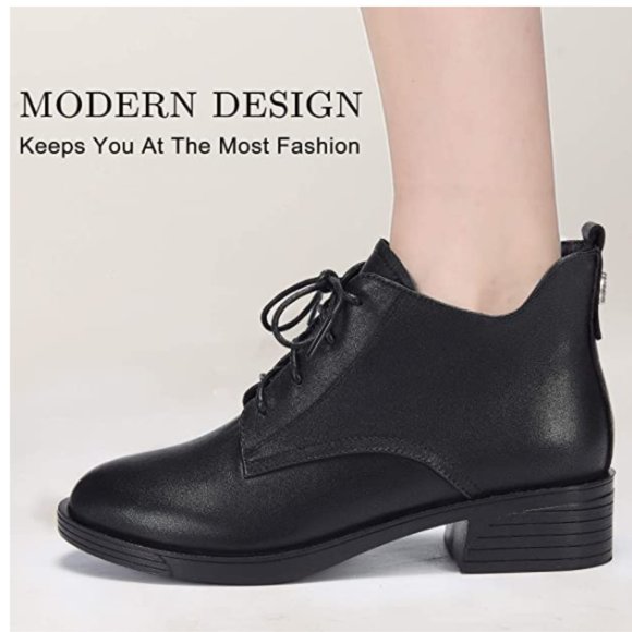 NWT Black Leather Doc Marten Style Combat Booties - Picture 4 of 5